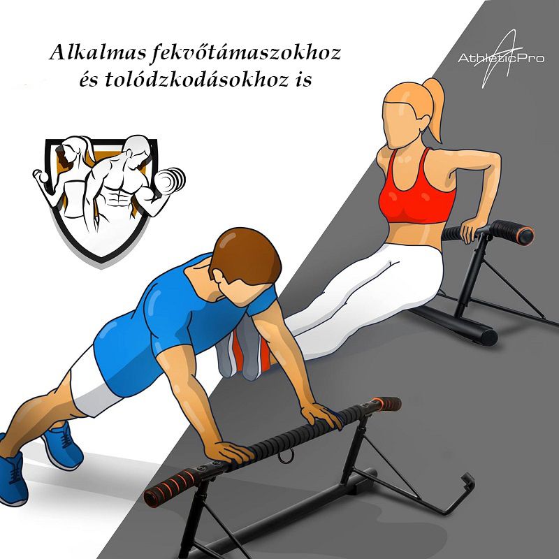 AthleticPro AP001 multifunkciós húzódzkodó rúd, 200kg-ig - fekete