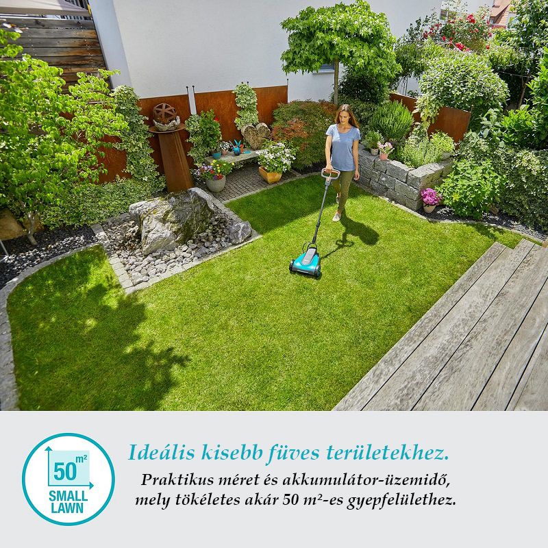 Gardena HandyMower 22/18V P4A akkus kézi fűnyíró, alapgép, 18V, 22cm (14620-55)