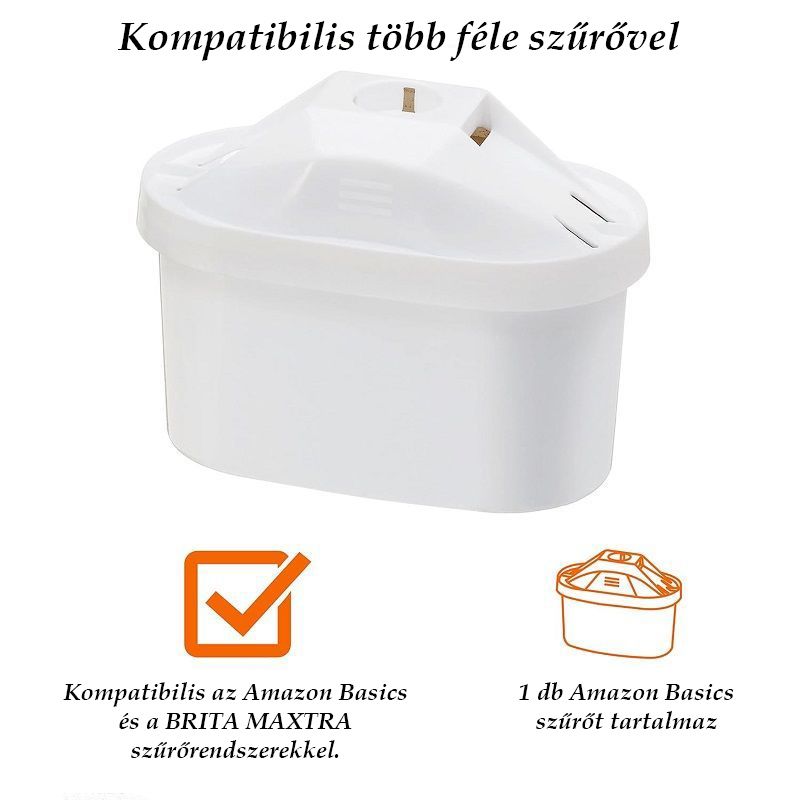 Amazon Basics vízszűrő kancsó, szűrővel együtt, 2.3lit - fehér