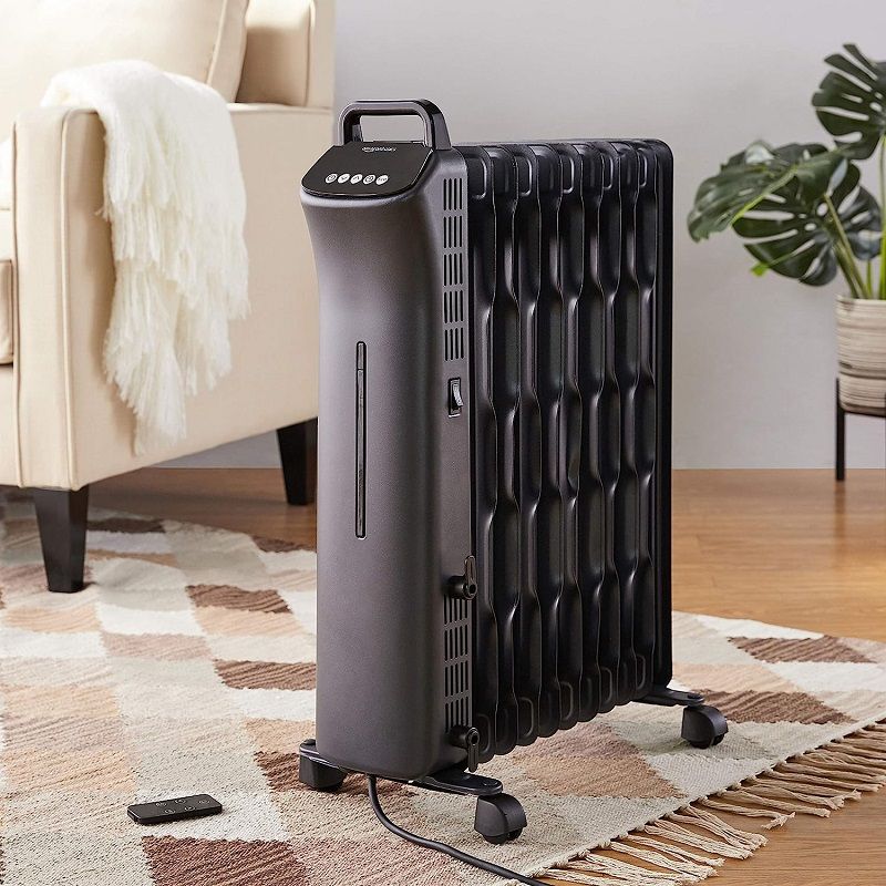 Amazon Basics elektromos olajradiátor távirányítóval, időzítővel, ECO móddal, 2500W - fekete (CY83RR-11)