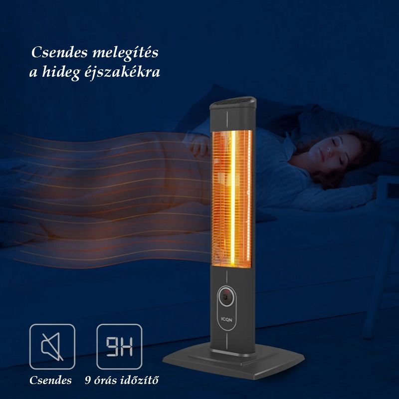 ICQN karbonszálas infra hősugárzó, távirányítóval, 2300W - fekete (IC2300.R) ICQN karbonszálas infra hősugárzó, távirányítóval, 2300W - fekete (IC2300.R)