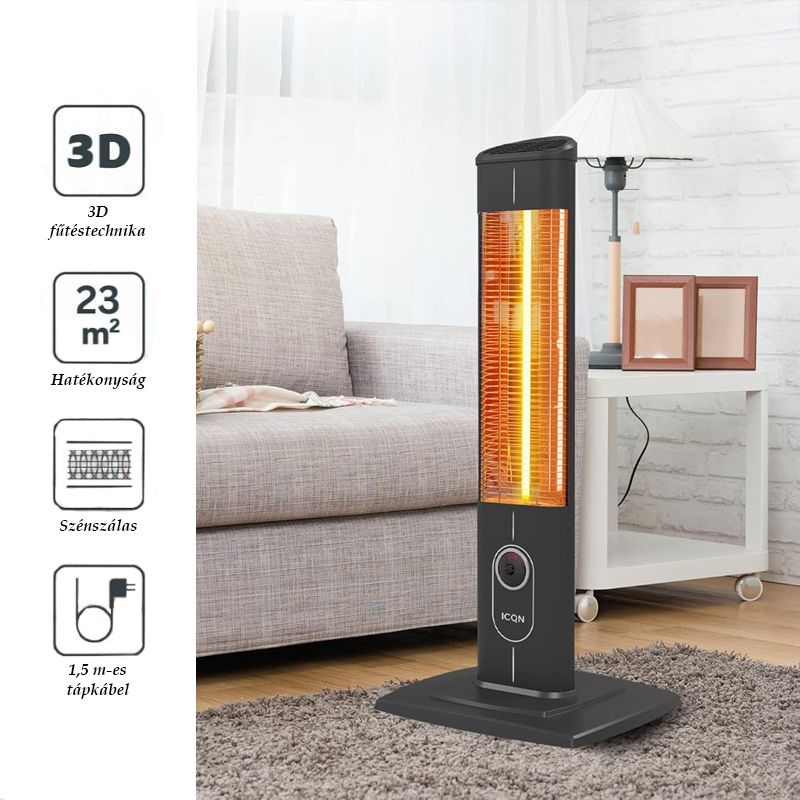 ICQN karbonszálas infra hősugárzó, távirányítóval, 2300W - fekete (IC2300.R) ICQN karbonszálas infra hősugárzó, távirányítóval, 2300W - fekete (IC2300.R)