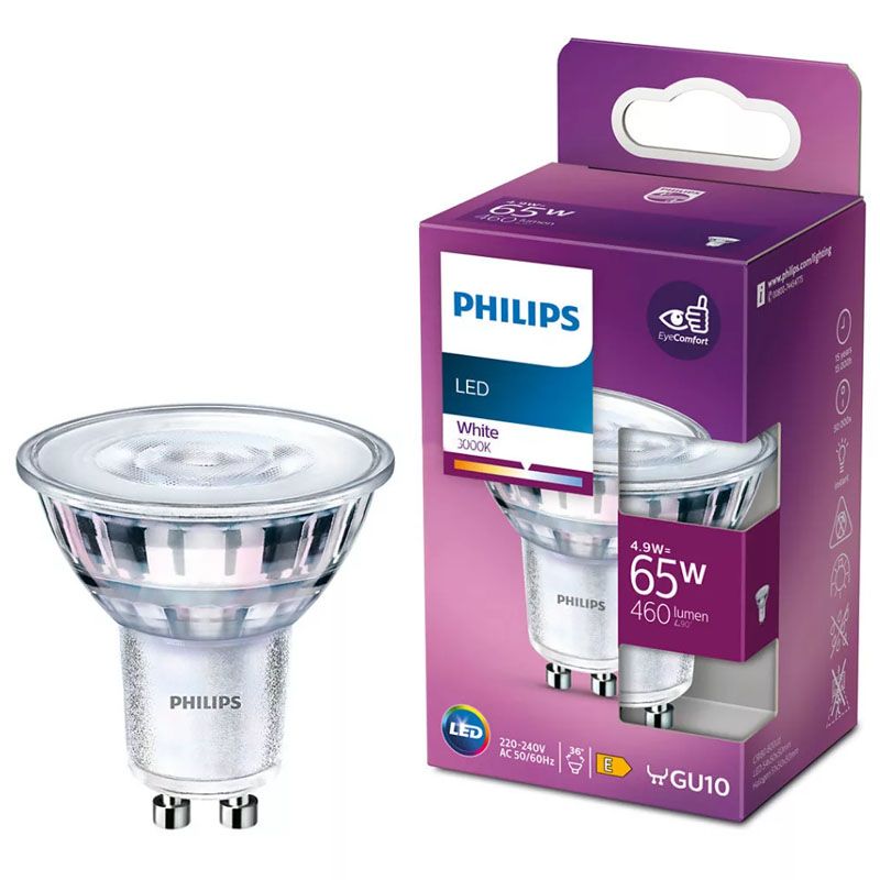 Philips PAR16 GU10 LED izzó, 4.9W (=65W) 3000K 460lm