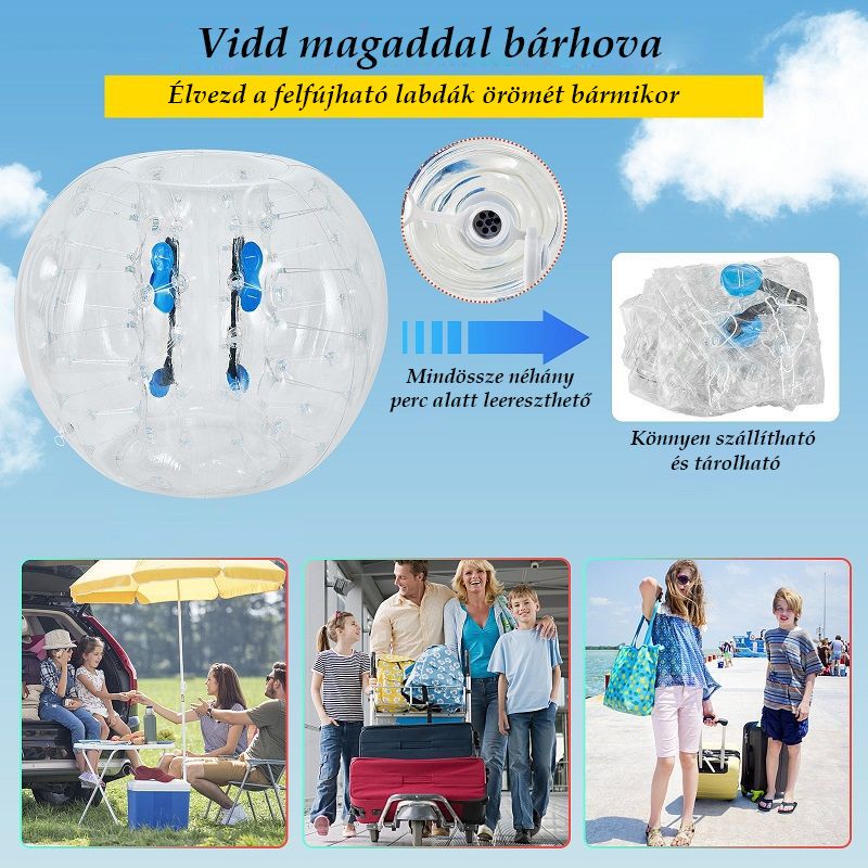 Vevor 2db-os Sumo Zorb labda készlet, felnőtteknek, gyerekeknek, 1.2m - átlátszó Vevor 2db-os Sumo Zorb labda készlet, felnőtteknek, gyerekeknek, 1.2m - átlátszó