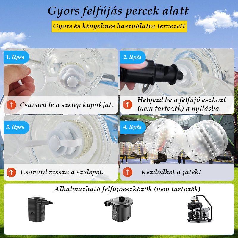 Vevor 2db-os Sumo Zorb labda készlet, felnőtteknek, gyerekeknek, 1.2m - átlátszó Vevor 2db-os Sumo Zorb labda készlet, felnőtteknek, gyerekeknek, 1.2m - átlátszó