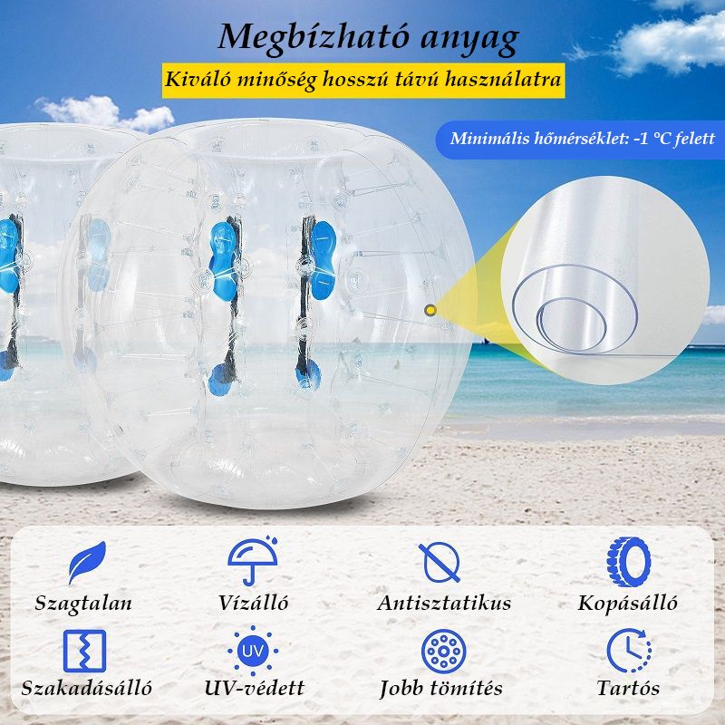 Vevor 2db-os Sumo Zorb labda készlet, felnőtteknek, gyerekeknek, 1.2m - átlátszó Vevor 2db-os Sumo Zorb labda készlet, felnőtteknek, gyerekeknek, 1.2m - átlátszó