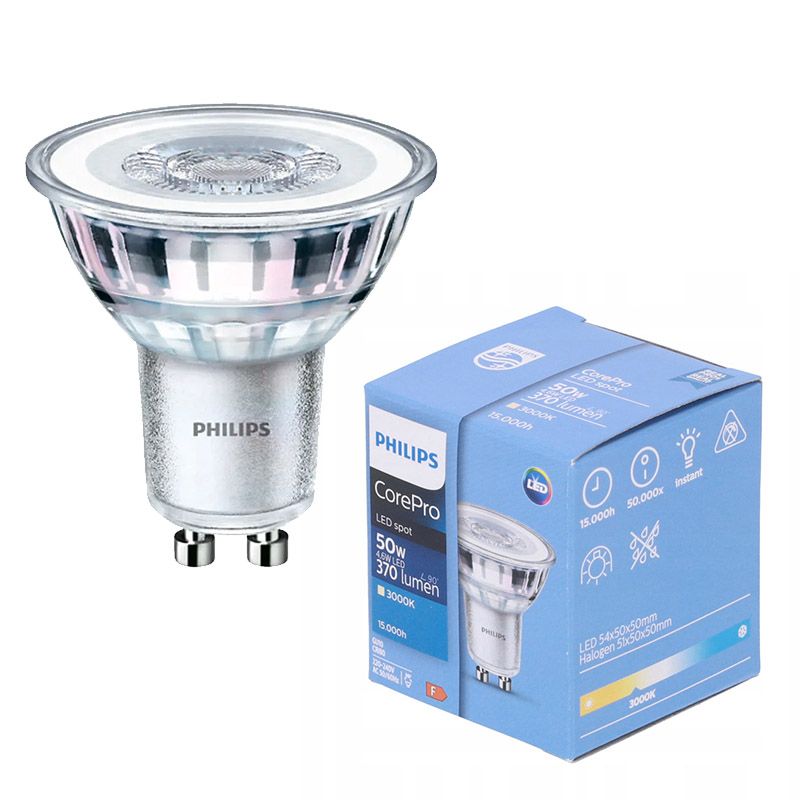 Philips GU10 LED izzó 4.6W (=50W) 3000K 370lm GU10 36D 15.000h Philips GU10 LED izzó 4.6W (=50W) 3000K 370lm GU10 36D 15.000h