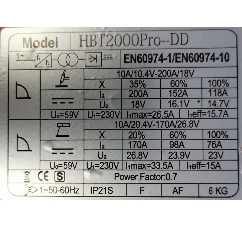 HITBOX HBT2000P Pro hegesztő készülék, kiegészítőkkel, TIG (AWI) és MMA hegesztéshez