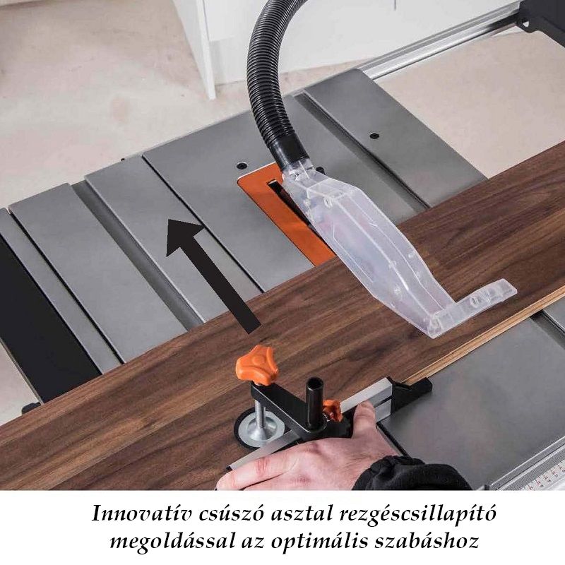 Evolution Rage 5-S asztali körfűrész, kerekes állvánnyal, 255mm, 1500W (057-0003)