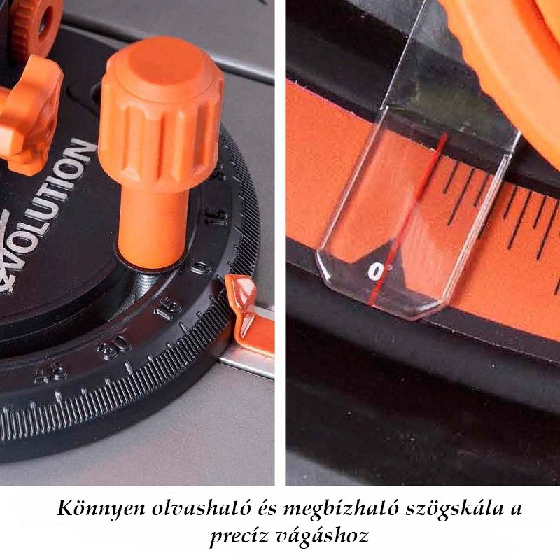 Evolution Rage 5-S asztali körfűrész, kerekes állvánnyal, 255mm, 1500W (057-0003)