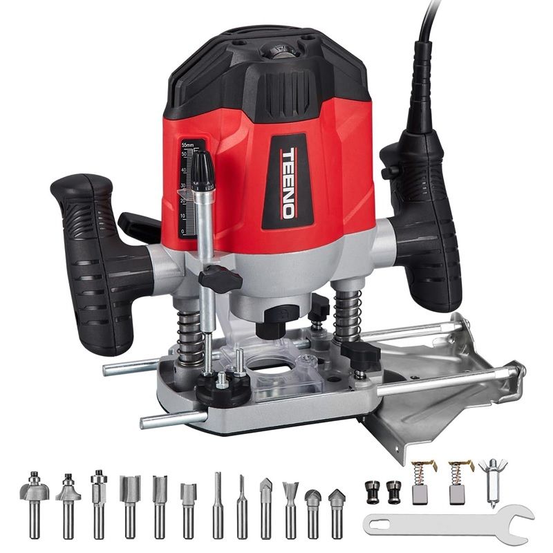 Teeno VPER1023 elektromos felsőmaró, 12 tartozékkal, 1200W, 30000rpm, hordtáskában