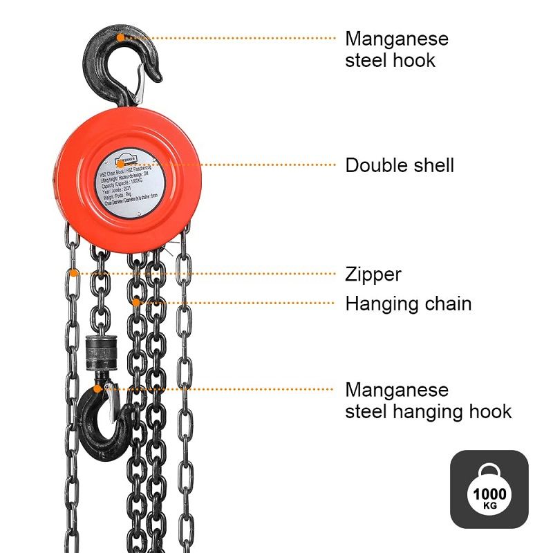 Dewinner láncos emelő, csörlő, 1T, 3m - piros (N-HL-13) Dewinner láncos emelő, csörlő, 1T, 3m - piros (N-HL-13)