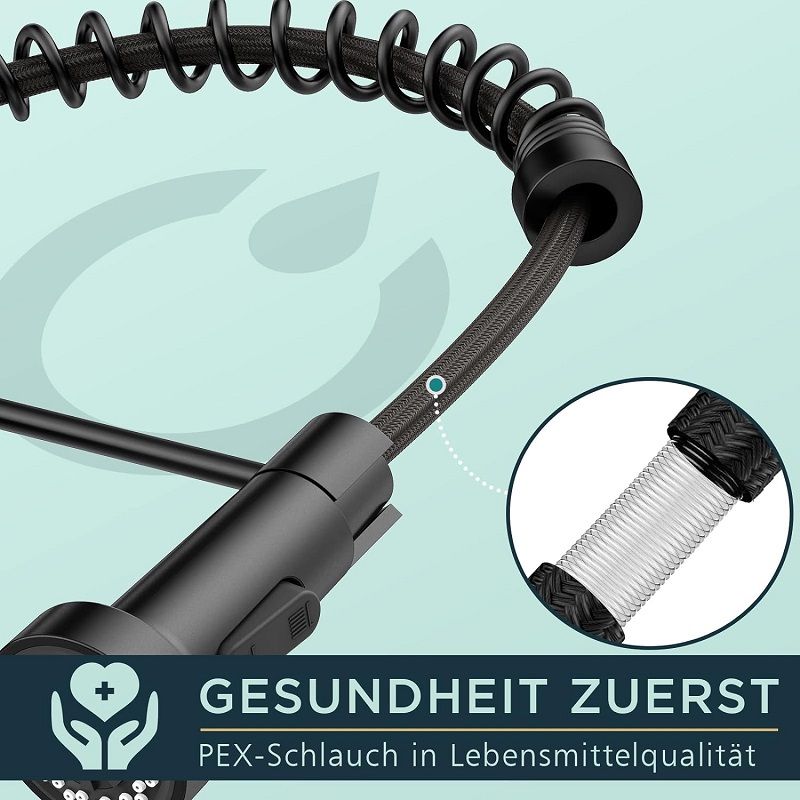 Valentina álló konyhai csaptelep, kihúzható zuhanyfejjel, 2 áramlási funkcióval - matt fekete Valentina álló konyhai csaptelep, kihúzható zuhanyfejjel, 2 áramlási funkcióval - matt fekete