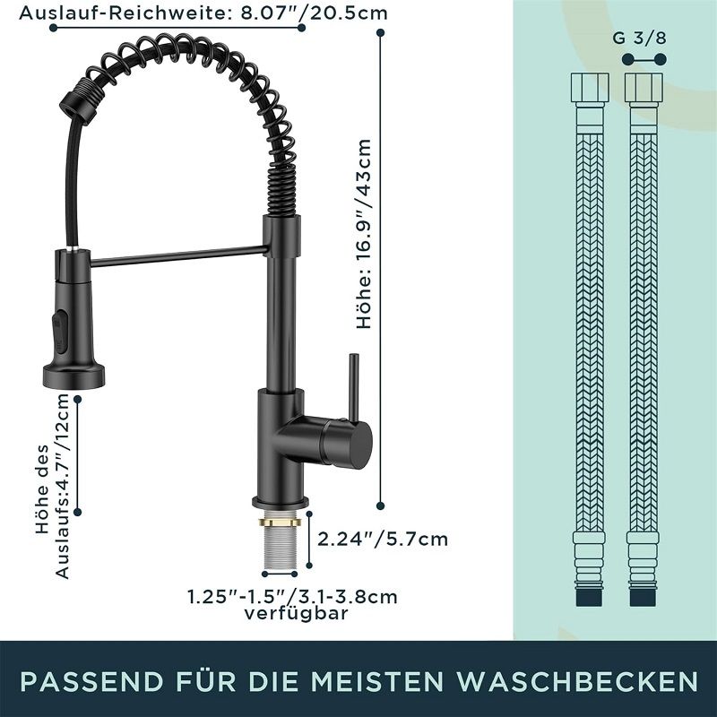 Valentina álló konyhai csaptelep, kihúzható zuhanyfejjel, 2 áramlási funkcióval - matt fekete Valentina álló konyhai csaptelep, kihúzható zuhanyfejjel, 2 áramlási funkcióval - matt fekete