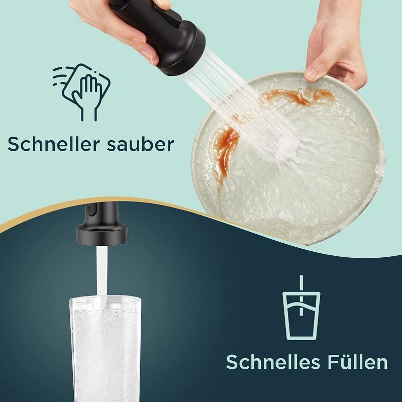 Valentina álló konyhai csaptelep, kihúzható zuhanyfejjel, 2 áramlási funkcióval - matt fekete Valentina álló konyhai csaptelep, kihúzható zuhanyfejjel, 2 áramlási funkcióval - matt fekete