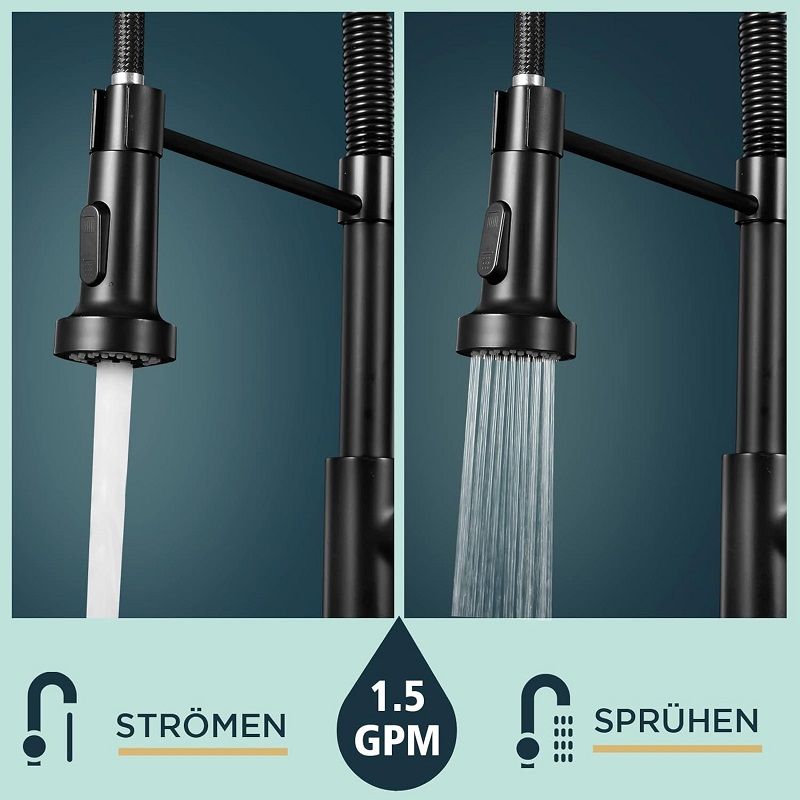 Valentina álló konyhai csaptelep, kihúzható zuhanyfejjel, 2 áramlási funkcióval - matt fekete Valentina álló konyhai csaptelep, kihúzható zuhanyfejjel, 2 áramlási funkcióval - matt fekete