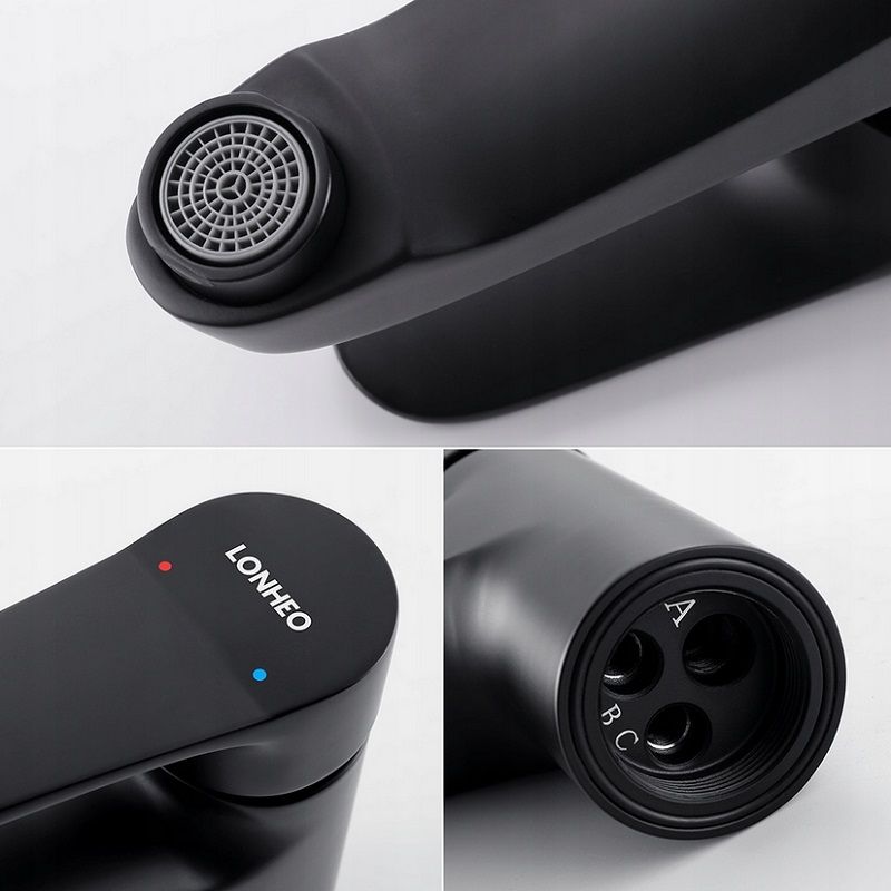 Lonheo LTLD0102BE alacsony nyomású mosdó csaptelep, háromutas vízmelegítőhöz - fekete