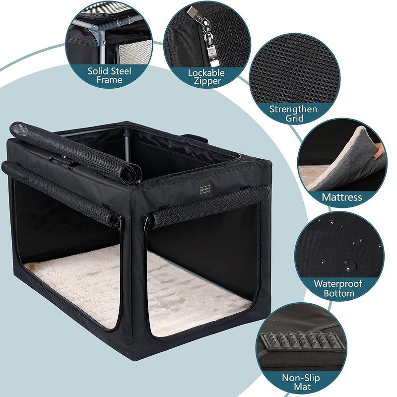 Petsfit utazó box, ágybetéttel, 91,5x61x58cm - fekete (DCC10413-01L)