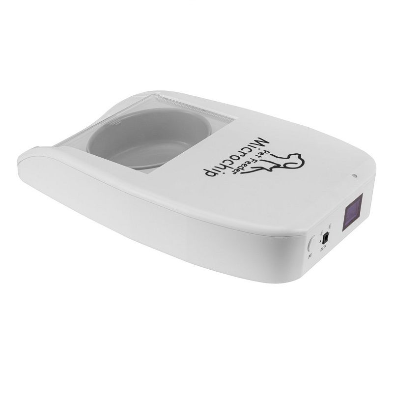 MPM automata kisállat-etető mikrochipes azonosítással, kijelzővel, 2db azonosító medállal - fehér (44326)