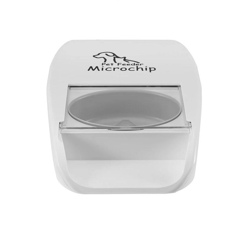 MPM automata kisállat-etető mikrochipes azonosítással, kijelzővel, 2db azonosító medállal - fehér (44326)