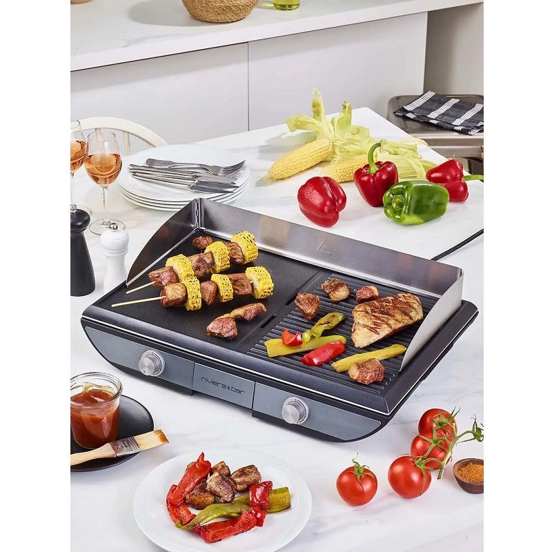Riviera&Bar Plancha két zónás asztali grillsütő, 53,5x33cm, 2300W (QPL 570)
