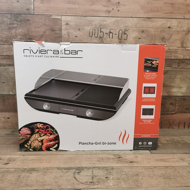 Riviera&Bar Plancha két zónás asztali grillsütő, 53,5x33cm, 2300W (QPL 570)