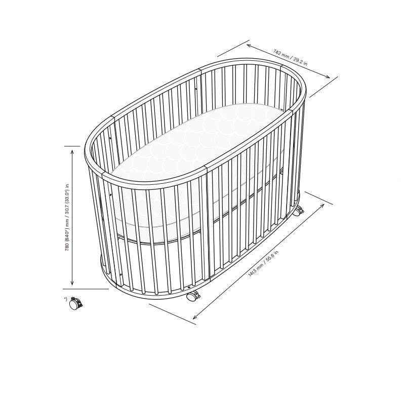 Stokke Sleepi Bed V3 kiságy kerekekkel, 141x74x78cm, 0M+ - fehér (591402)