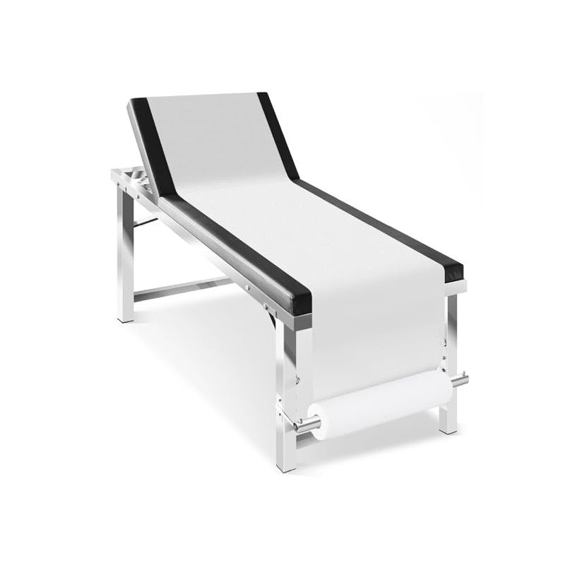 AIESI® orvosi vizsgálóasztal emelhető fejrésszel, tekercstartóval, 150kg, 190x65x80cm - fekete (AHS184)