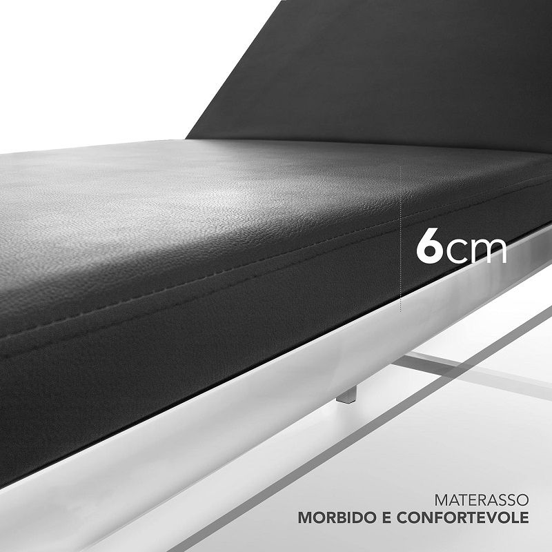 AIESI® orvosi vizsgálóasztal emelhető fejrésszel, tekercstartóval, 150kg, 190x65x80cm - fekete (AHS184)