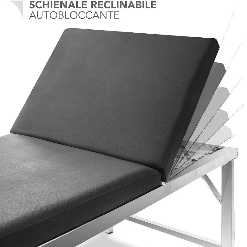 AIESI® orvosi vizsgálóasztal emelhető fejrésszel, tekercstartóval, 150kg, 190x65x80cm - fekete (AHS184)