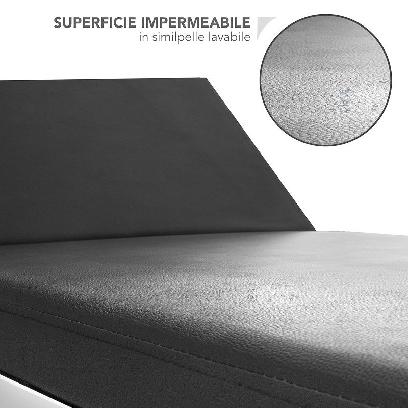 AIESI® orvosi vizsgálóasztal emelhető fejrésszel, tekercstartóval, 150kg, 190x65x80cm - fekete (AHS184)