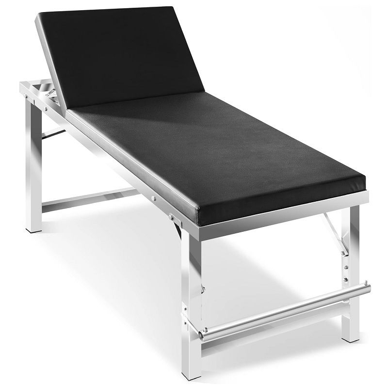 AIESI® orvosi vizsgálóasztal emelhető fejrésszel, tekercstartóval, 150kg, 190x65x80cm - fekete (AHS184)