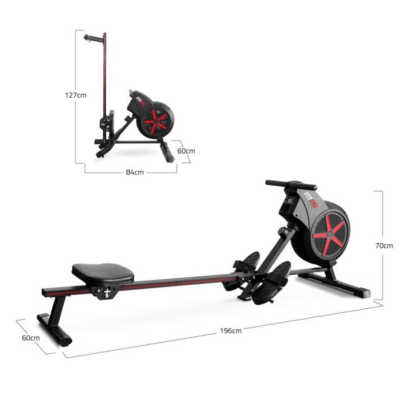 Fitfiu Fitness RA-100 összecsukható evezőpad, légellenállással, 110kg - fekete